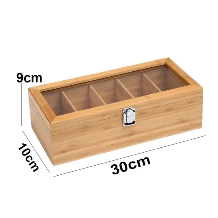Boîte de rangement pour sachets de thé en bambou