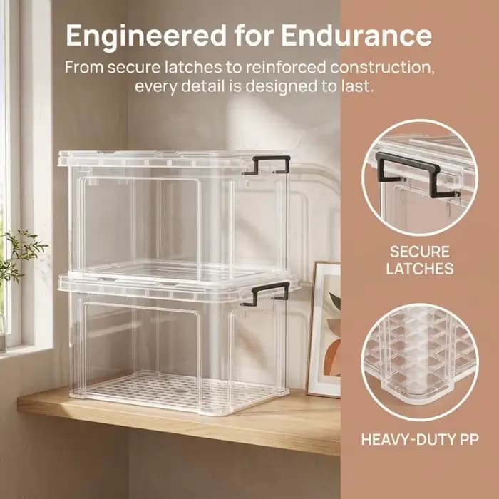 Boîtes de rangement transparentes avec couvercles