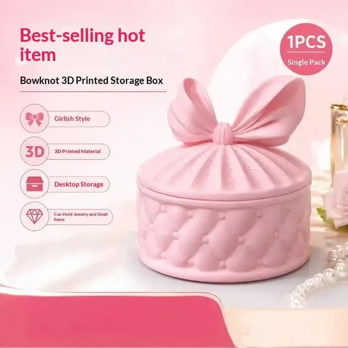 Boîte de rangement pour bijoux de style girly avec nœud papillon, boîte à bijoux ronde anti-poussièr