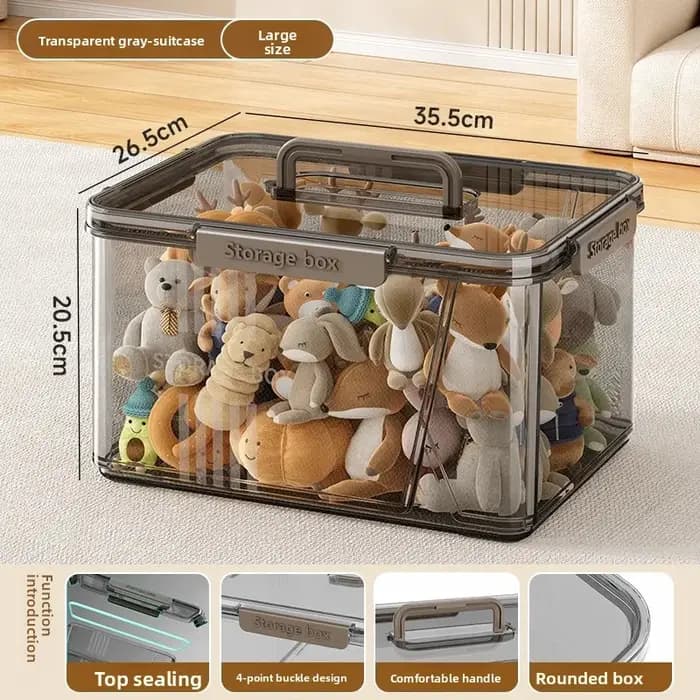Boîte de rangement portable transparente pour la maison avec couvercle