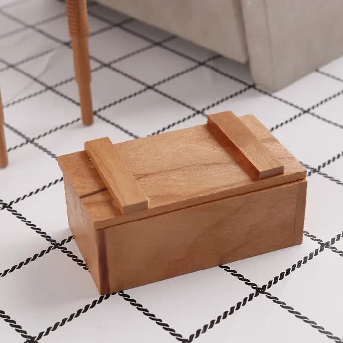 Mini boîte de rangement en bois cerise