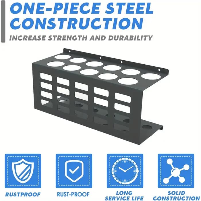 Support de rangement mural polyvalent en acier inoxydable – Organisateur de mastic et de graisse pour étagères d'atelier