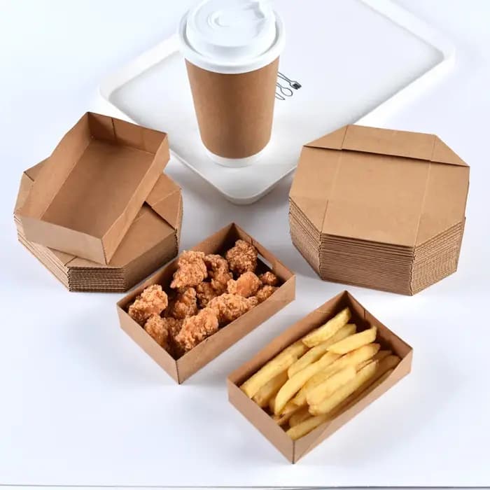 Boîte en papier Kraft pour hamburgers de poulet frit