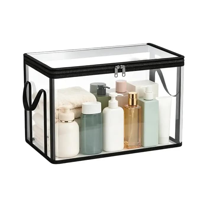 Boîte de rangement transparente empilable grande capacité pour livres