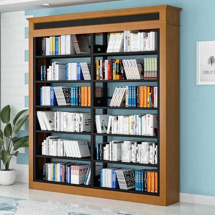 Bibliothèque étagères en acier et bois salle de lecture scolaire librairie Sisyphus présentoirs de rangement simple et