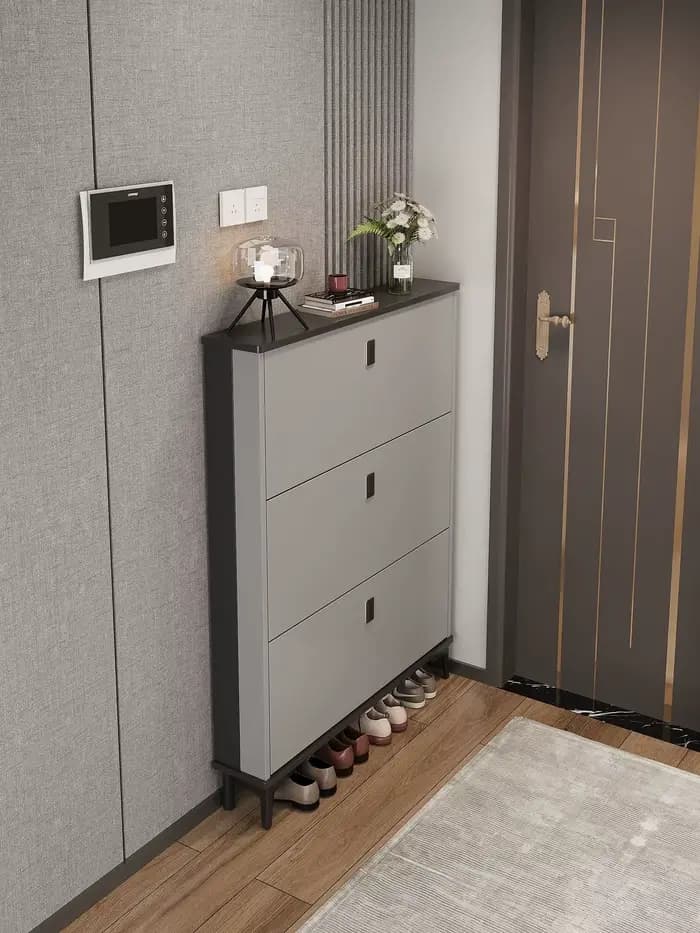 Armoire à chaussures d'entrée Ultra-mince avec rangement rabattable de grande capacité, meubles de m