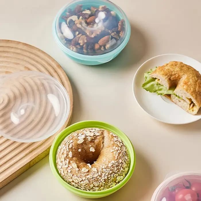 Récipient alimentaire rond transparent micro-ondable