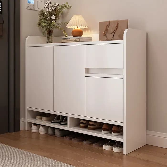 Étagère à chaussures en bois blanc tiroir De maison gain De place