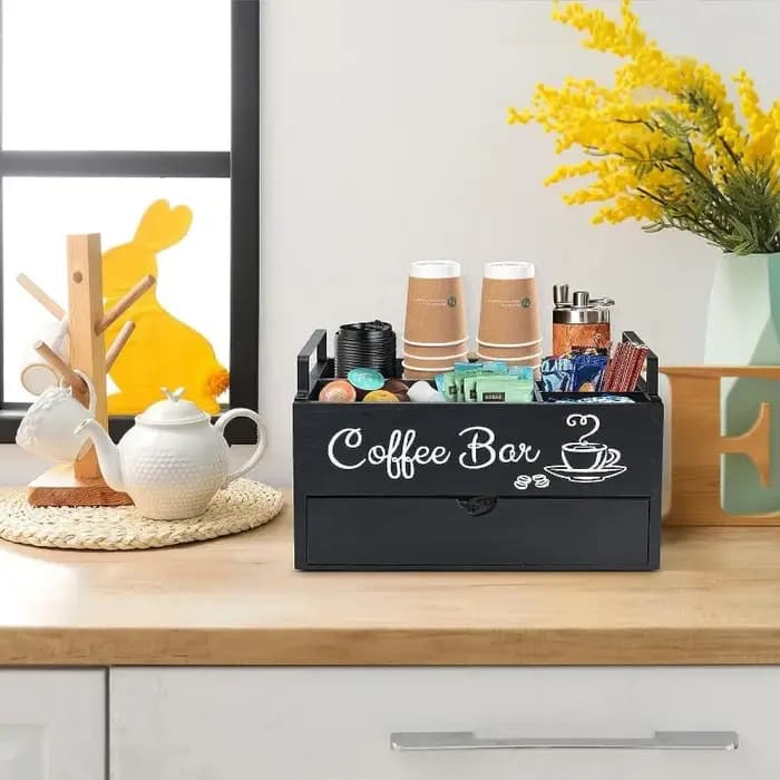 Boîte de rangement de capsules de café en bois