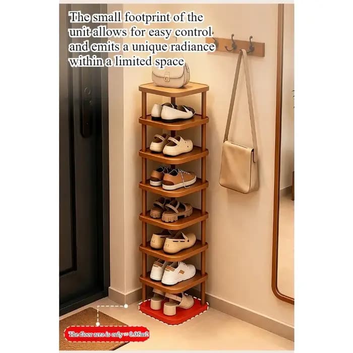 Meuble à chaussures d'entrée multi-niveaux, étroit et compact, idéal pour la location, rangement simple pour chaussures d'intérieur.