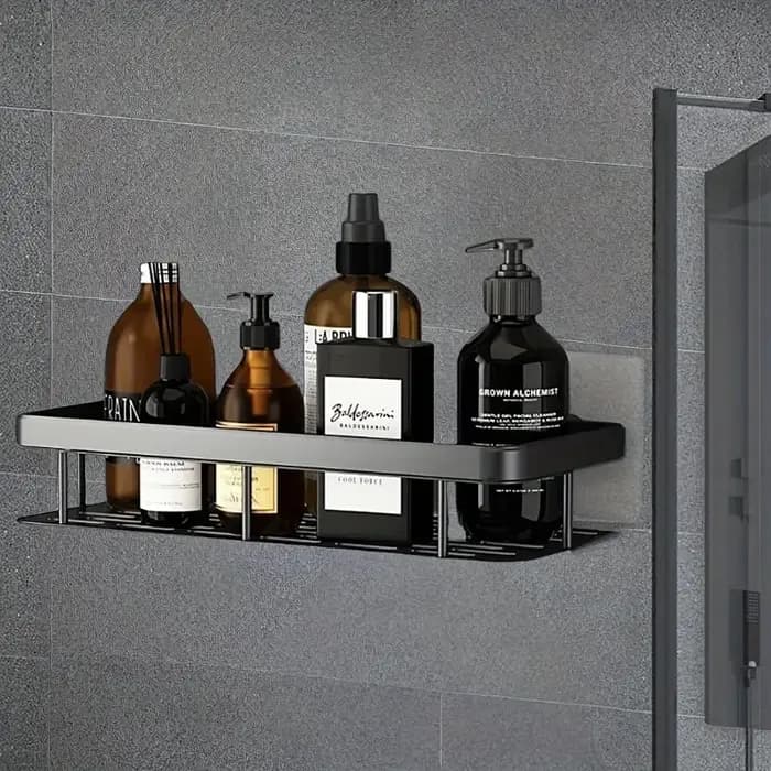 Étagère murale de salle de bain en plastique avec crochets