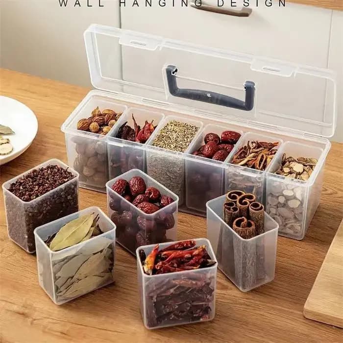 Boîte de rangement transparente grande capacité pour épices avec poignée
