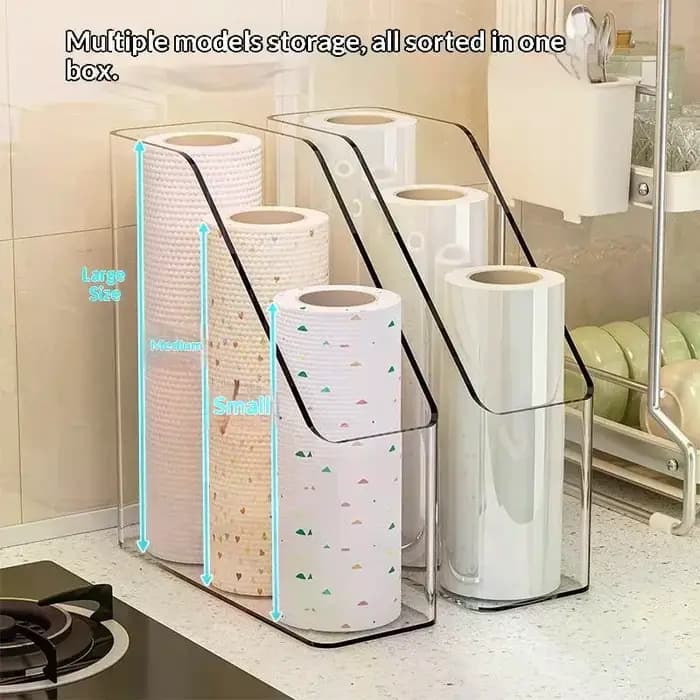 Boîte de rangement de cuisine pour film plastique et gants ; Organisateur de porte d'armoire
