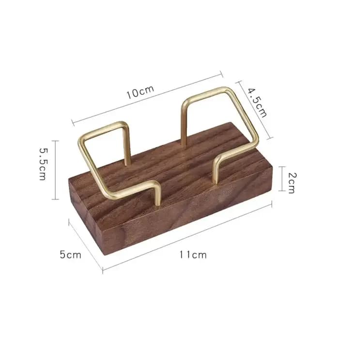 Présentoir de table pour cartes de visite en bois de noyer et hêtre