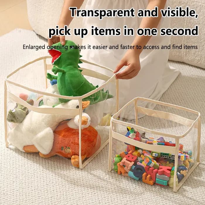 Grand panier de rangement transparent pour jouets d'enfants
