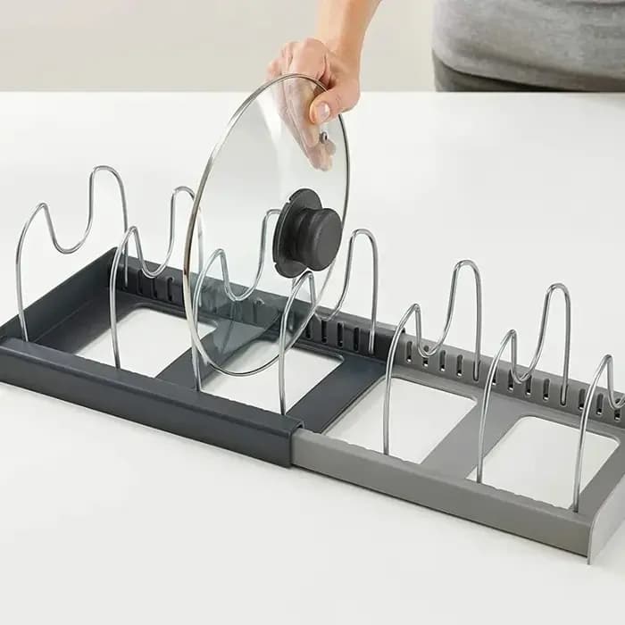 Support de rangement rétractable à 7 compartiments pour casseroles