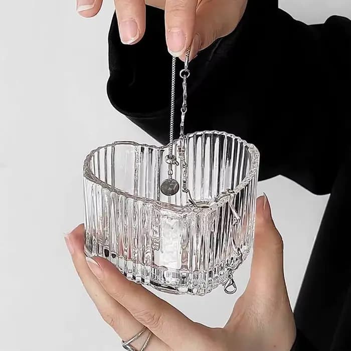 Boîte de rangement de bijoux en verre cristal avec nœud papillon