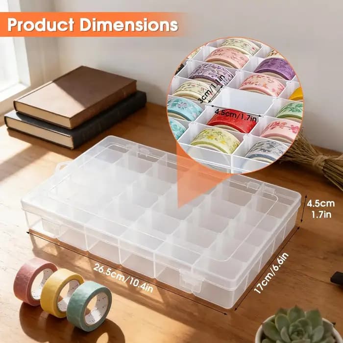 Boîte de rangement en plastique transparent à 36 compartiments - Avec séparateurs amovibles - Organi