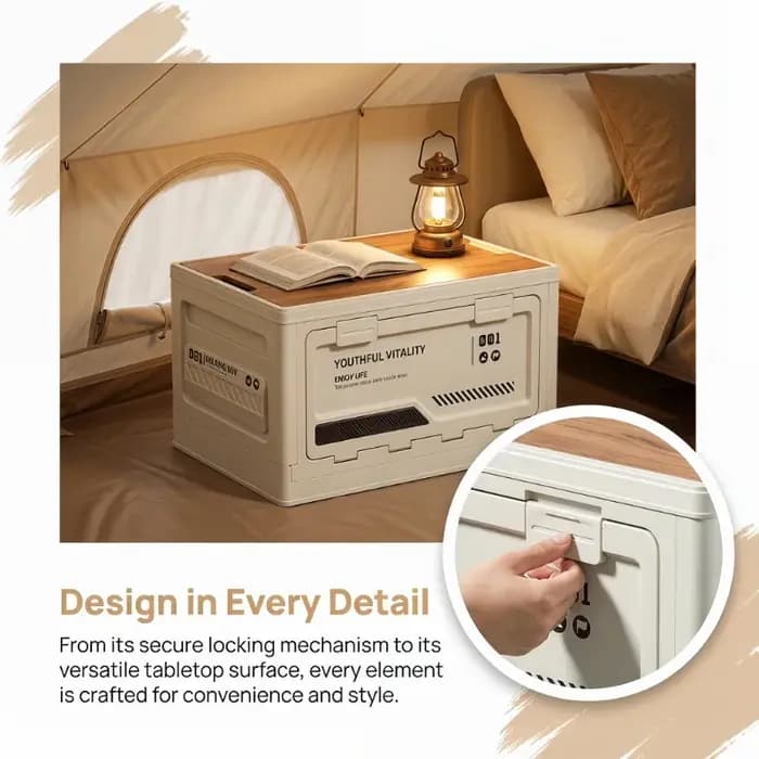 Boîte de rangement de style industriel avec couvercle en bois