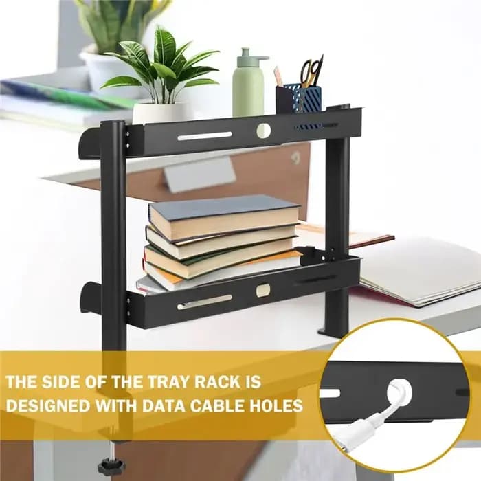 Étagère de bureau à fixation par pince en métal