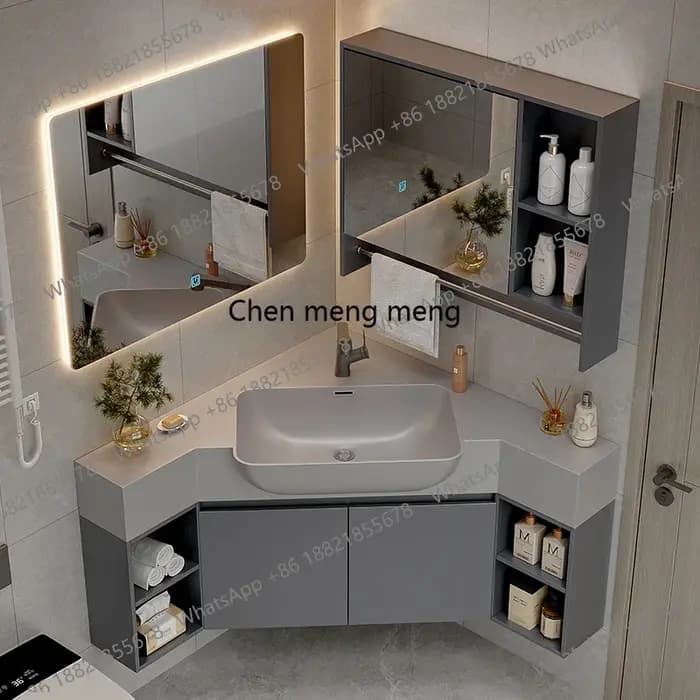 A139 meuble de salle de bain d'angle personnalisé lavabo