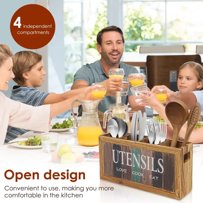 Porte-ustensiles de comptoir à 4 compartiments