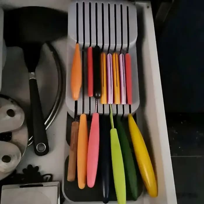 Boîte de rangement pratique pour couteaux à tiroir - Accessoire de cuisine - Support