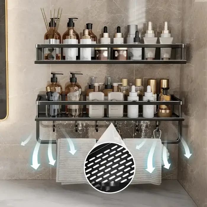 Support de rangement noir pour salle de bain et douche