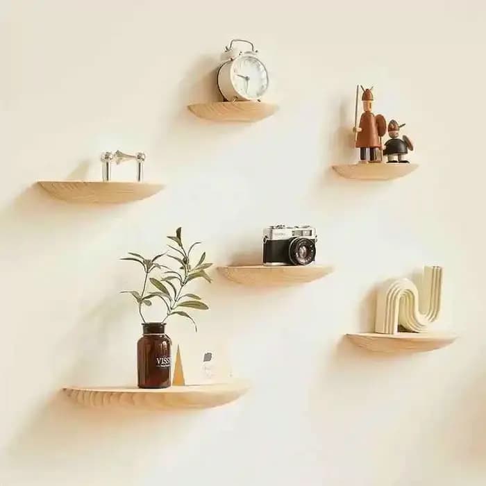 Petites Étagères Flottantes pour Décoration Murale, Rustique, Demi-Ronde, en Bois, pour Chambre à Coucher, Salon, Plantes