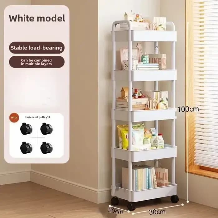 Chariot de rangement roulant multifonctionnel avec étagère ouverte