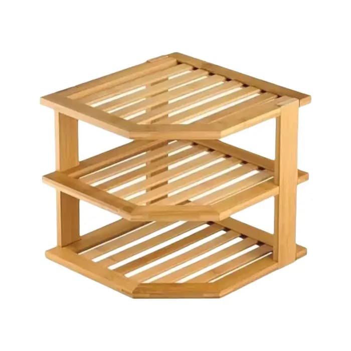 Étagère d'angle en bambou à 3 niveaux grande capacité, simple et stable, pour pots à épices, rangeme