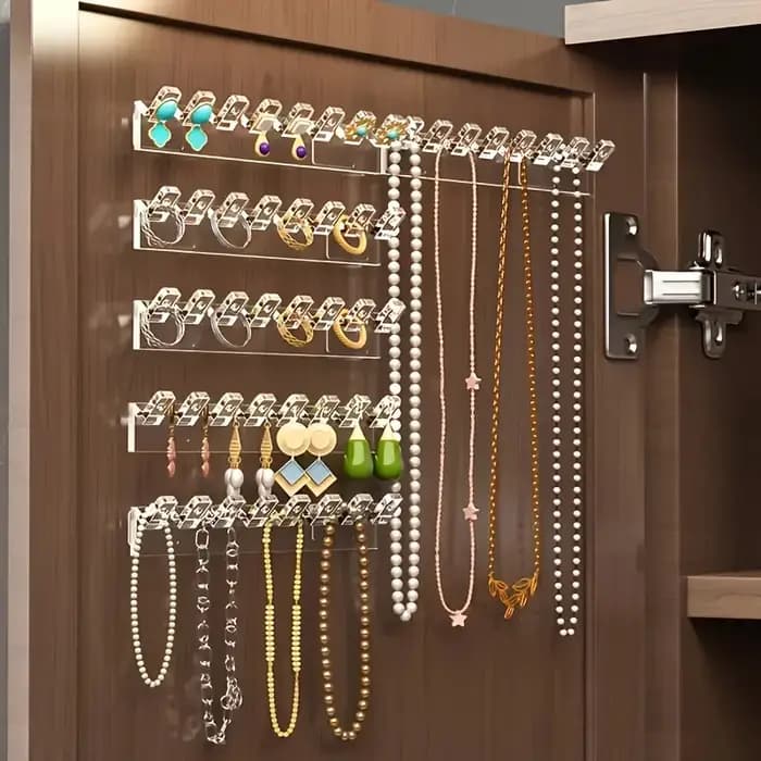 Support de rangement pour bijoux à fixer derrière la porte de l'armoire miroir