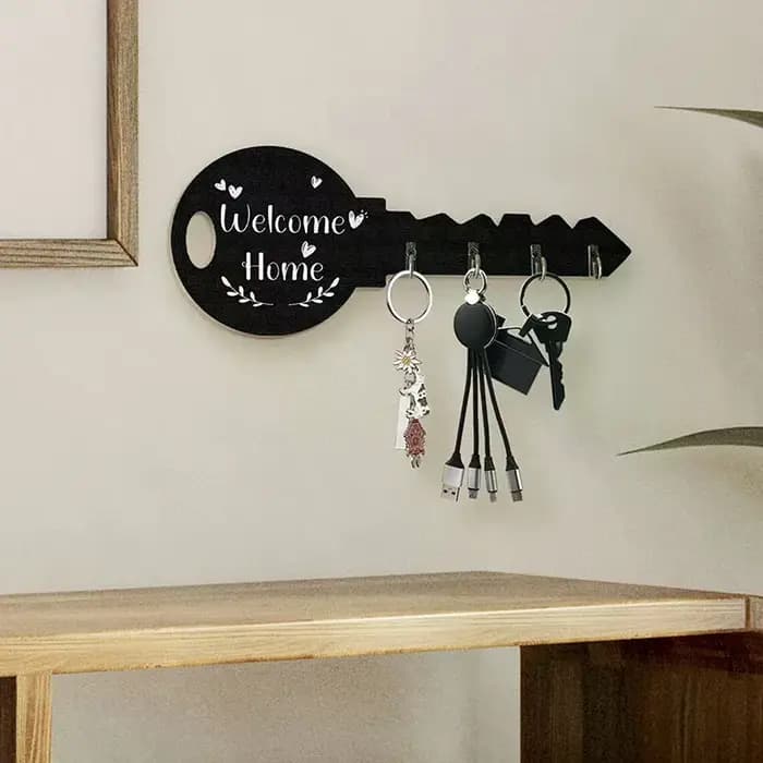 Clé créative cadre en bois organisateur de rangement mural moderne crochet