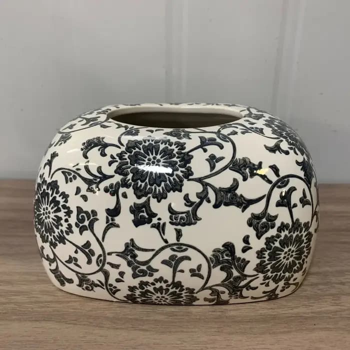 Boîte à mouchoirs en porcelaine bleue et blanche