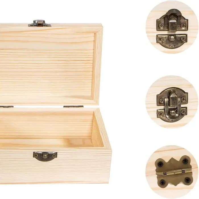 Boîte de rangement en bois avec couvercle à charnière