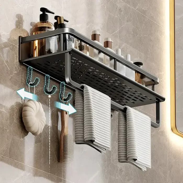 Support de rangement noir pour salle de bain et douche
