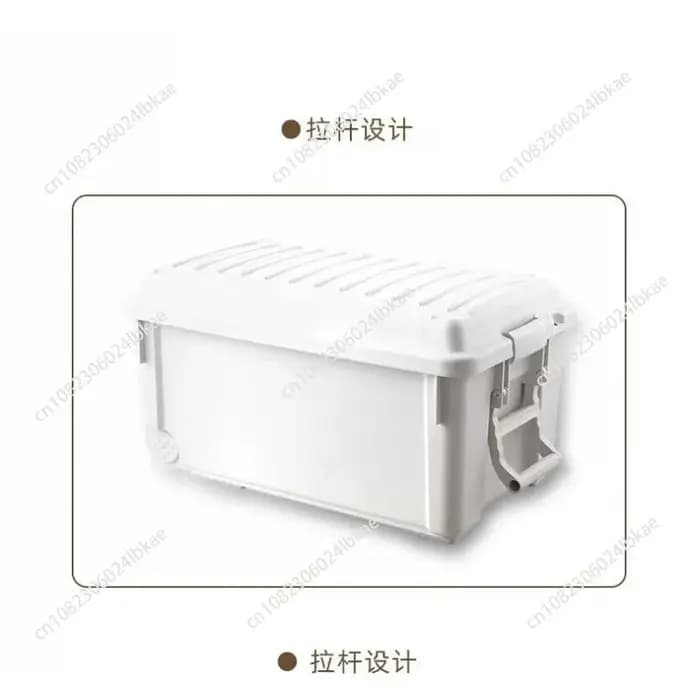 Boîte de rangement pour le camping en plein air, conteneur organisateur de camping en plastique, bac de rangement de grande capacité pour le coffre de voiture et un usage domestique.