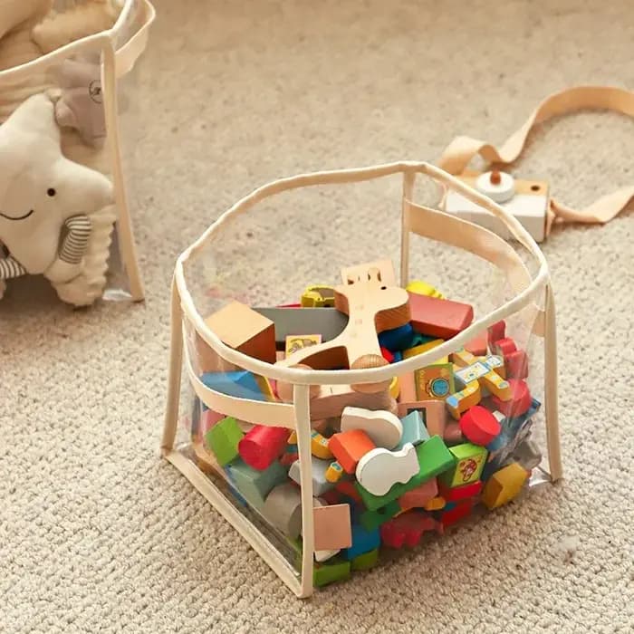 Grand panier de rangement transparent pour jouets d'enfants