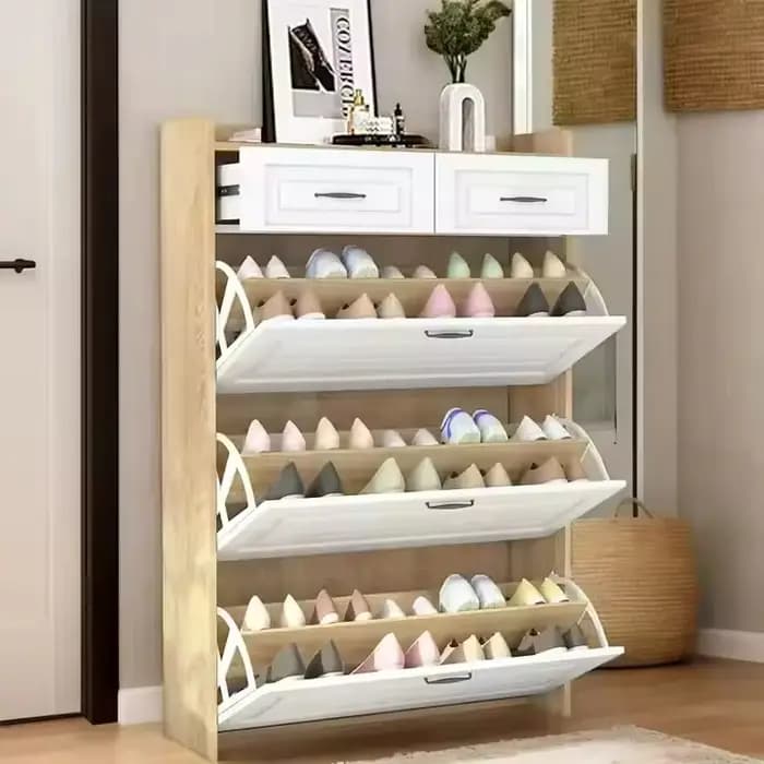 Armoire à chaussures pliante de rangement blanche au Design moderne avec bois multicouche pour meubles de salon