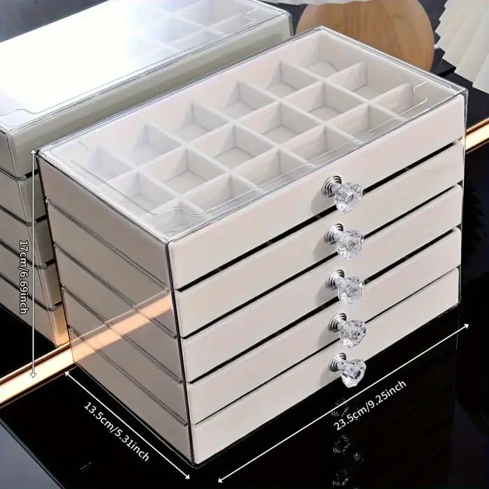 Boîte de rangement de bijoux en acrylique anti-poussière à 7 niveaux nouvellement améliorée