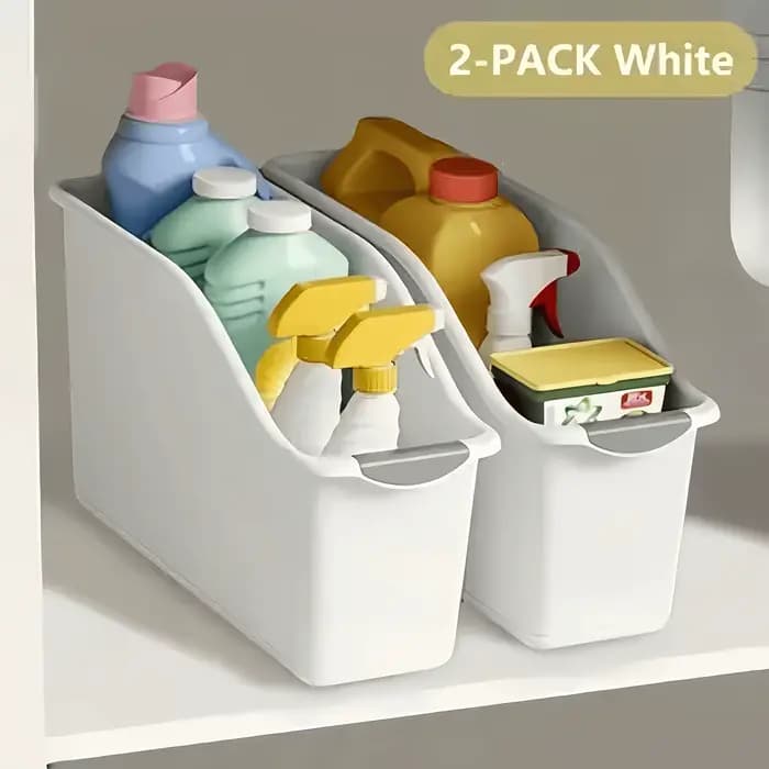 Lot de 2 boîtes de rangement incurvées – Organisateur en plastique robuste