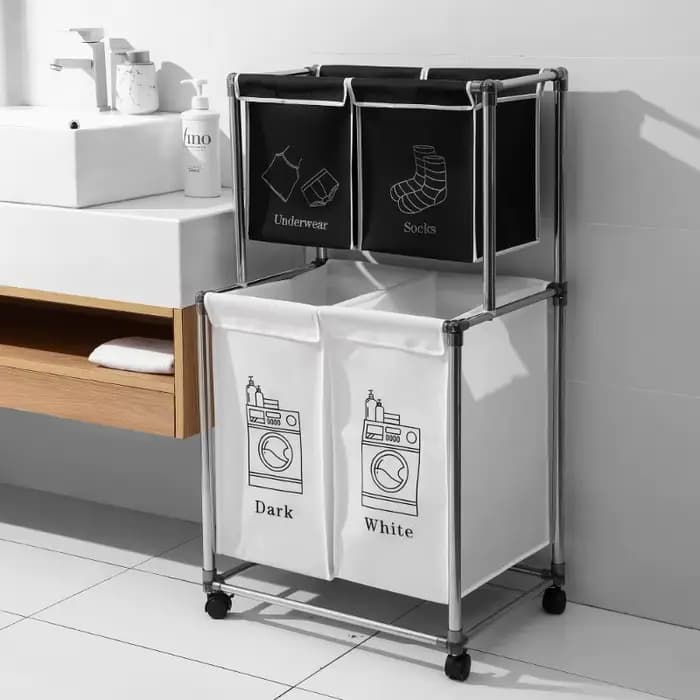 Panier à linge multicouche avec support de tri