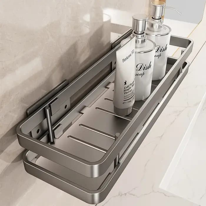 Organisateur de salle de bain en acier inoxydable sans perçage