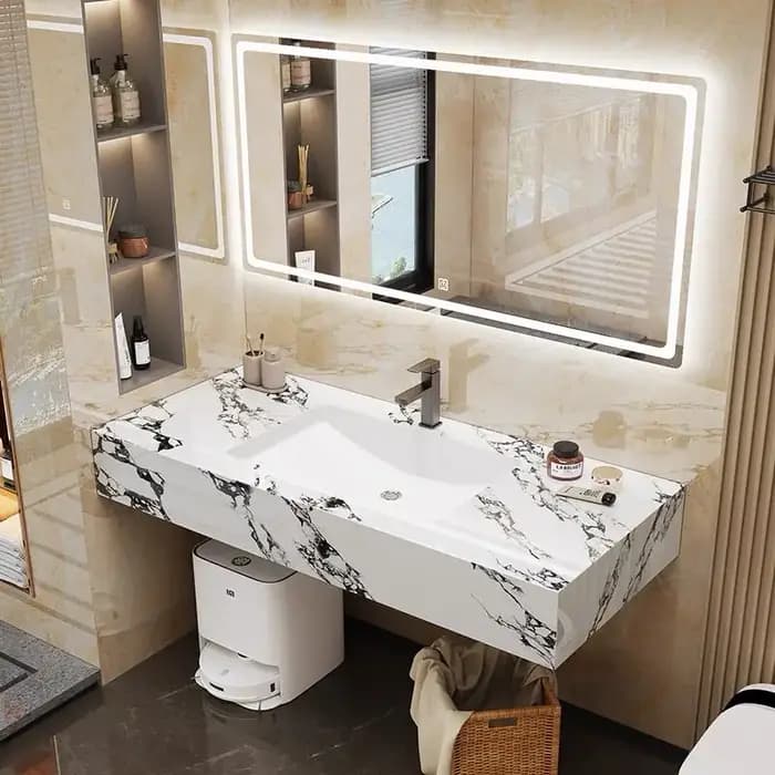 Meubles de salle de bain modernes : armoire de luxe avec tiroirs