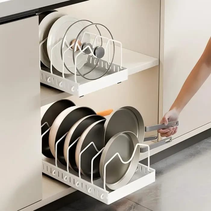 Organisateur de cuisine multifonctionnel - Tiroir coulissant pour casseroles et poêles