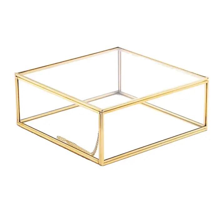 Boîte à bijoux hexagonale en verre Transparent
