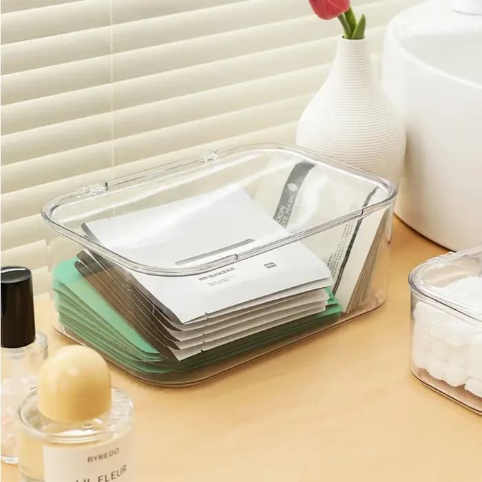 Boîte de rangement empilable pour documents A4 avec couvercle