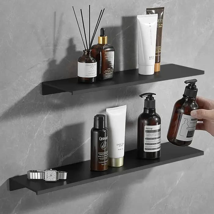 30/40 / 50 cm Plateau de paroi Métal Étagères flottantes de salle de bain Pas de perceuse Miroir Organisateur de douche