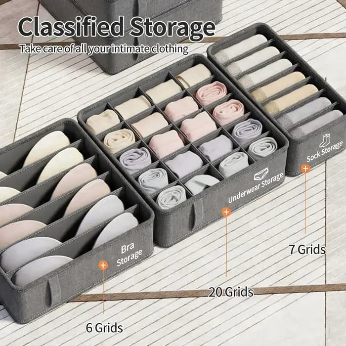 Organisateur de placard pliable en tissu pour sous-vêtements
