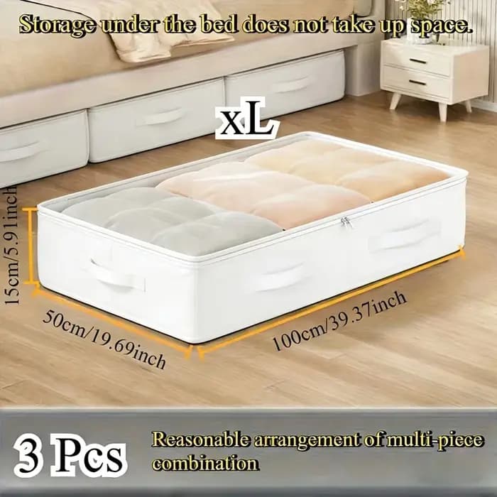Lot de 3 boîtes de rangement sous lit grande capacité